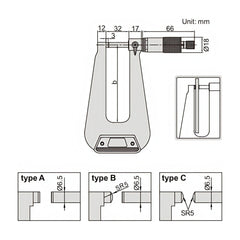 INSIZE Measuring Equipment Insize Sheet Metal Micrometer 0-25mm Range Series 3239-254F