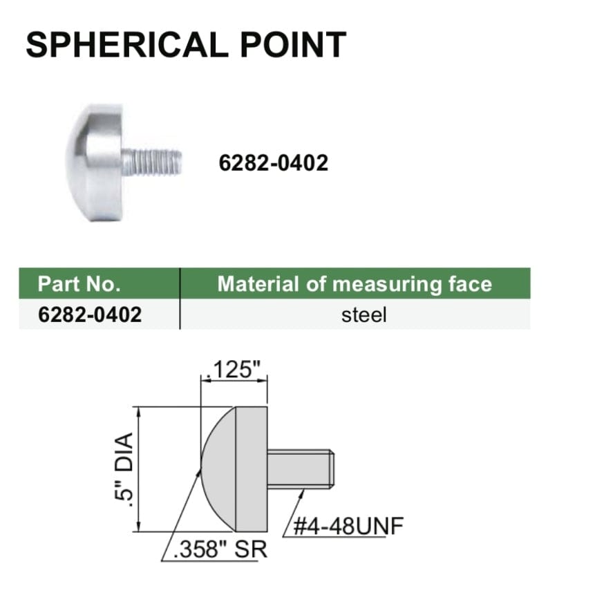 INSIZE Measuring Equipment Insize Spherical Point 0.125" Range Series 6282-0402