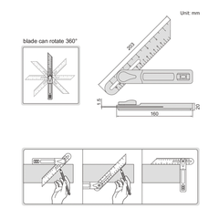 INSIZE Measuring Equipment Insize T-Bevel 203 mm Blade Series 2281-360