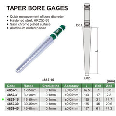 INSIZE Measuring Equipment Insize Taper Bore Gauge 15-30mm Range Series 4852-15