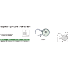 INSIZE Measuring Equipment Insize Thickness Gauge 0-10mm x 0.05mm Range Series 2866-10
