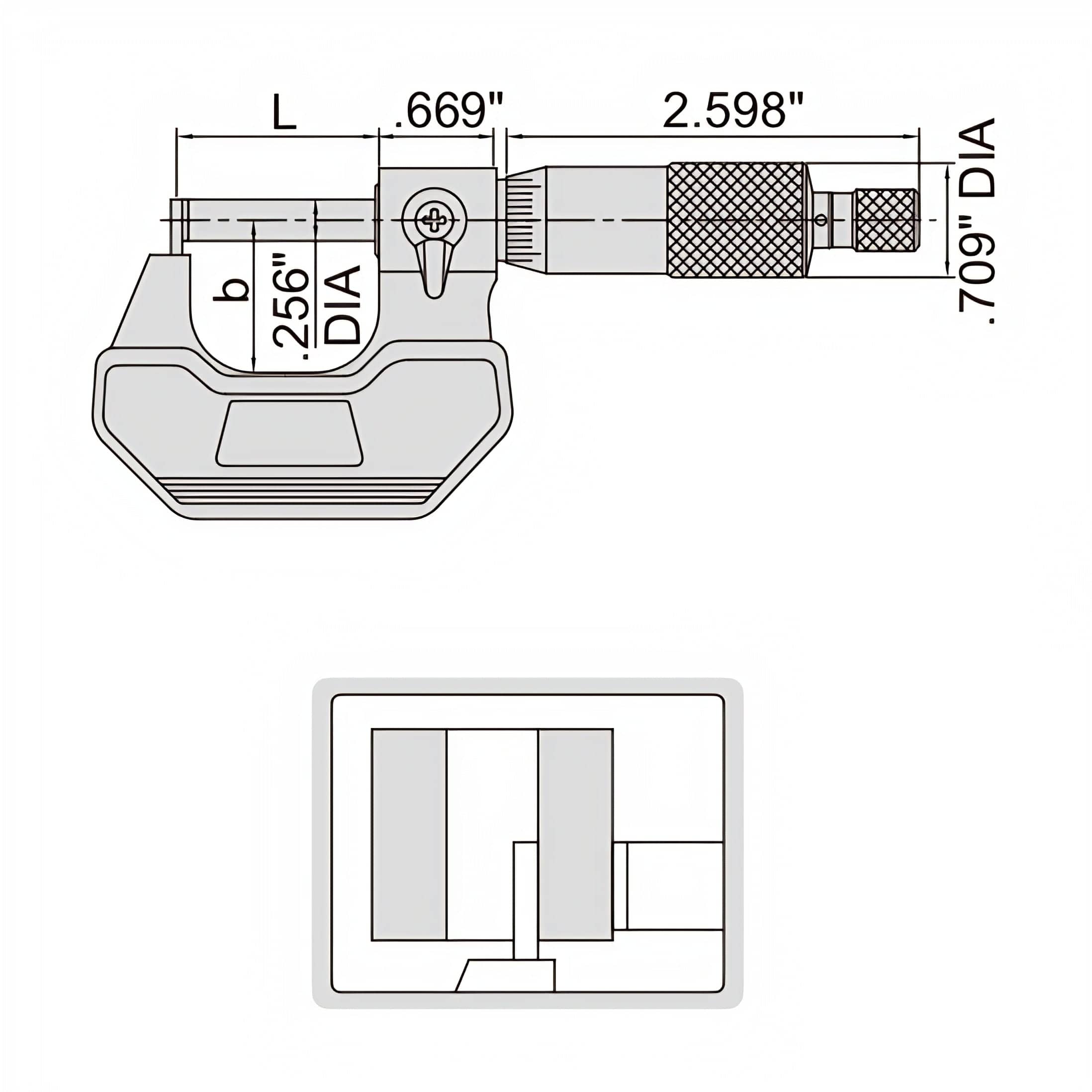 INSIZE Measuring Equipment Insize Type C Cylindrical Anvil Micrometer 0-1" Range Series 3261-1C