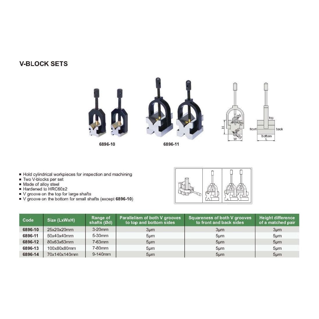 INSIZE MEASURING EQUIPMENT Insize V-Block Set 50×40×40 mm Series 6896-11
