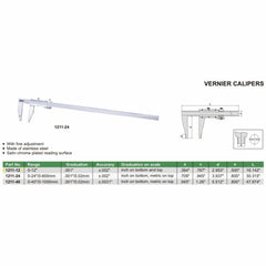 INSIZE Measuring Equipment Insize Vernier Caliper 0-12" Range Series 1211-12