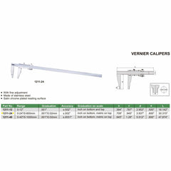 INSIZE Measuring Equipment Insize Vernier Caliper 0-600mm/0-24" Range Series 1211-24