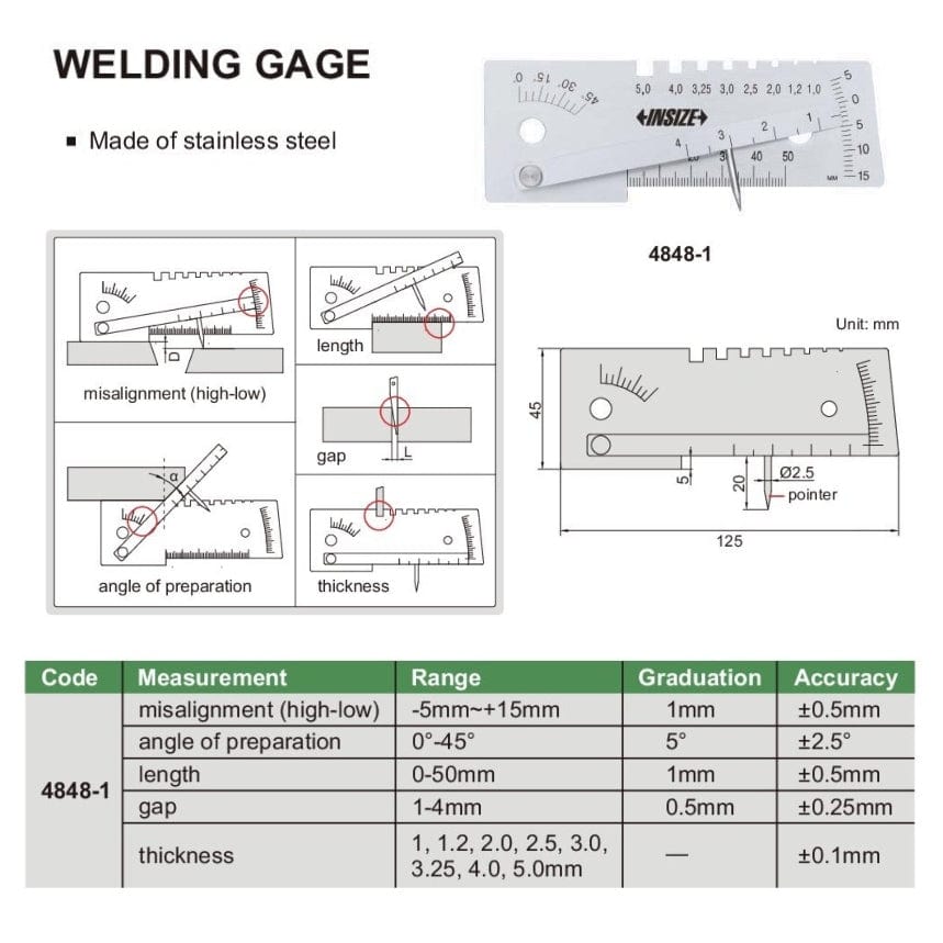 INSIZE Measuring Equipment Insize Welding Gauge 4848-1