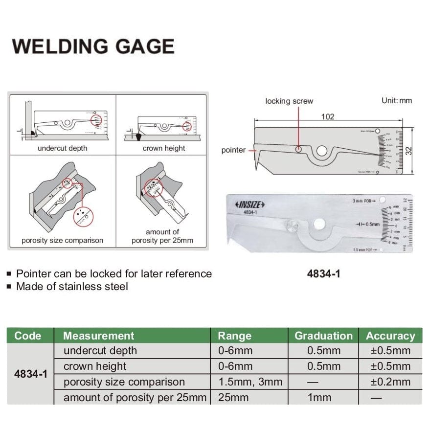 INSIZE Measuring Equipment Insize Welding Gauge Series 4834-1