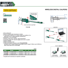 INSIZE Measuring Equipment Insize Wireless Digital Caliper 0–150 mm / 0–6" Series 1113-150