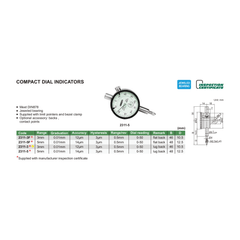 Insize Metric Compact Dial Indicator 3mm Range Series 2311-3 - Twin Eagle Imports