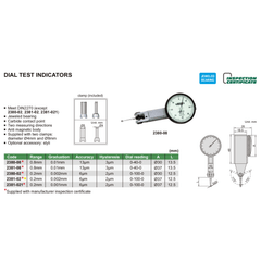 Insize Metric Dial Indicator 0.2mm Range Series 2381-02 - Twin Eagle Imports