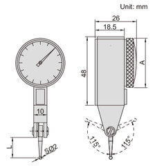Insize Metric Dial Indicator 0.8 mm Range Series 2380-08 - Twin Eagle Imports