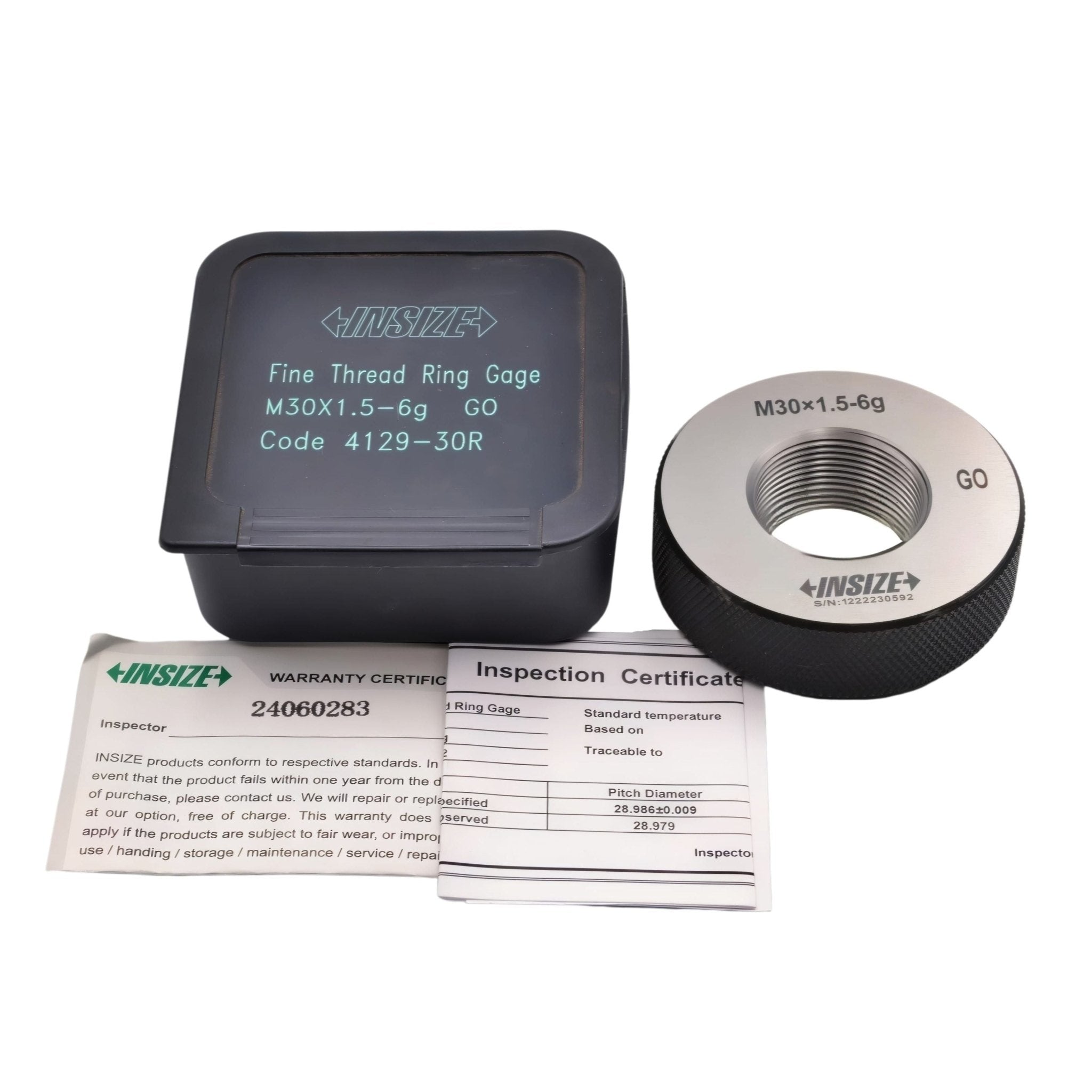 Insize Metric Fine Thread Ring Gauge M30 x 1.5 Class 6g GO Series 4129-30R - Twin Eagle Imports