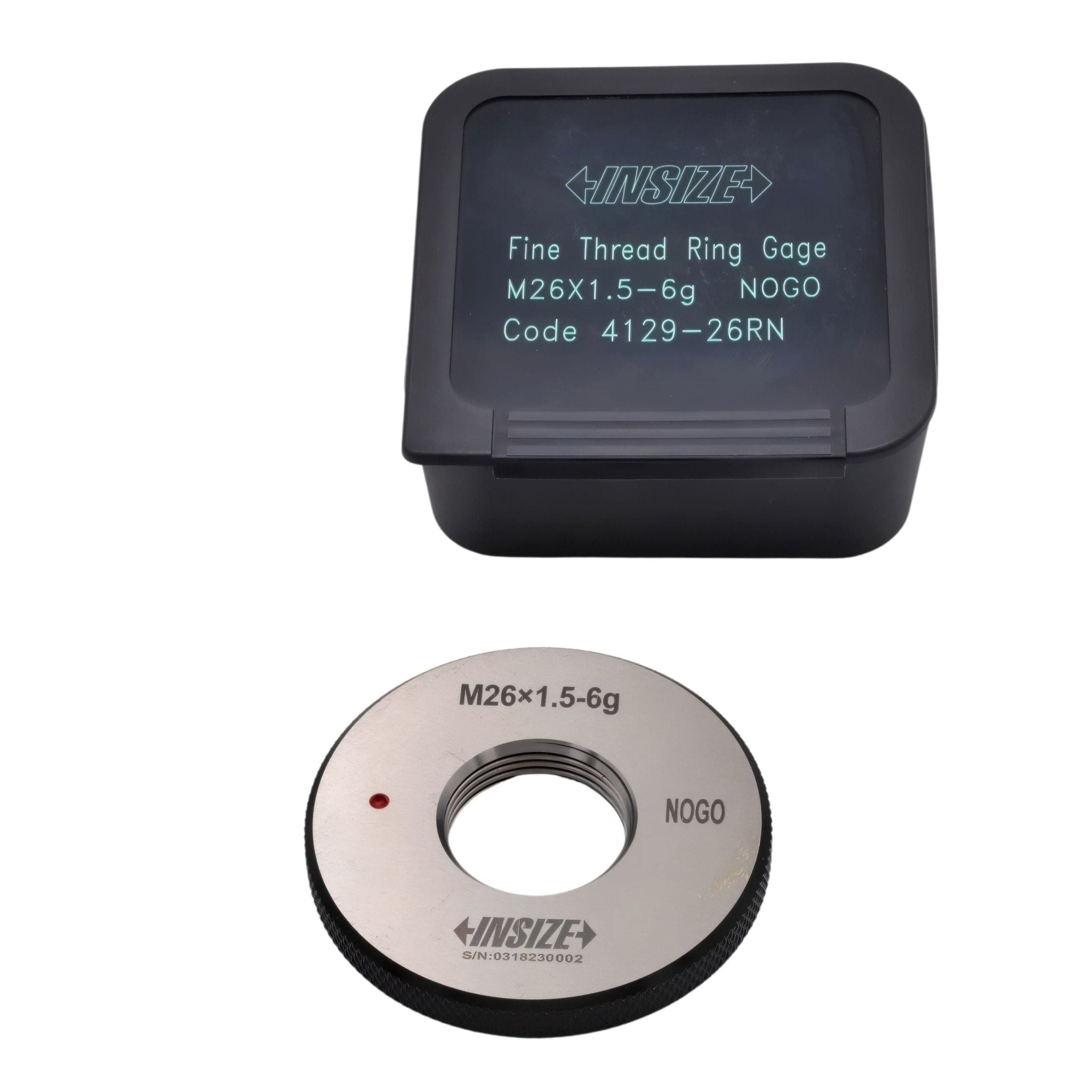 Insize Metric Fine Thread Ring Gauge NOGO M26 x 1.5 Class 6g Series 4129-26RN - Twin Eagle Imports