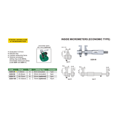 Insize Metric Inside Micrometer 5-30mm Range Series 3220-30 - Twin Eagle Imports