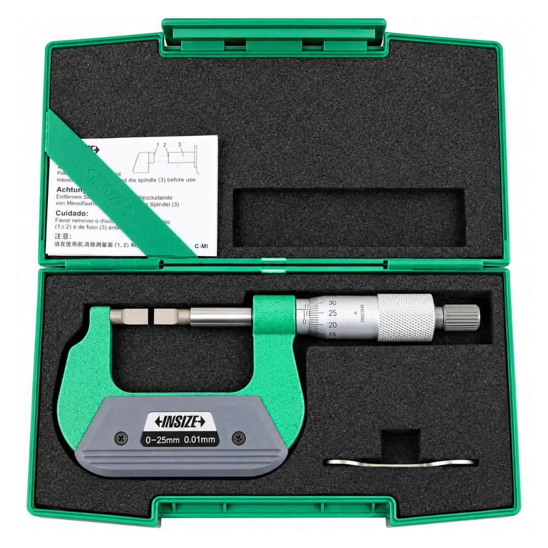 Insize Metric Outside Blade Micrometer 0-25mm Range Series 3232-25BA - Twin Eagle Imports
