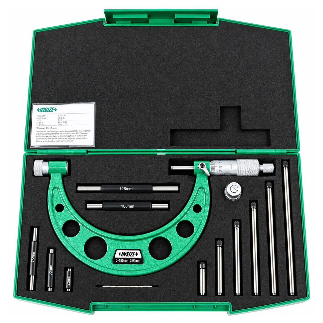 Insize Metric Outside Micrometer 0-150mm Range Series 3206-150A - Twin Eagle Imports