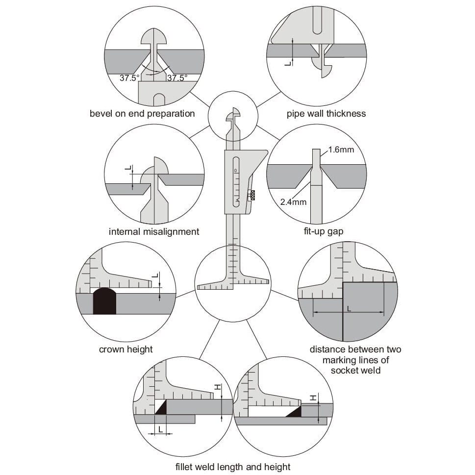 Insize Metric Pipe Welding Gauge Series 4839-1 - Twin Eagle Imports