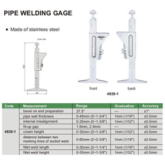 Insize Metric Pipe Welding Gauge Series 4839-1 - Twin Eagle Imports