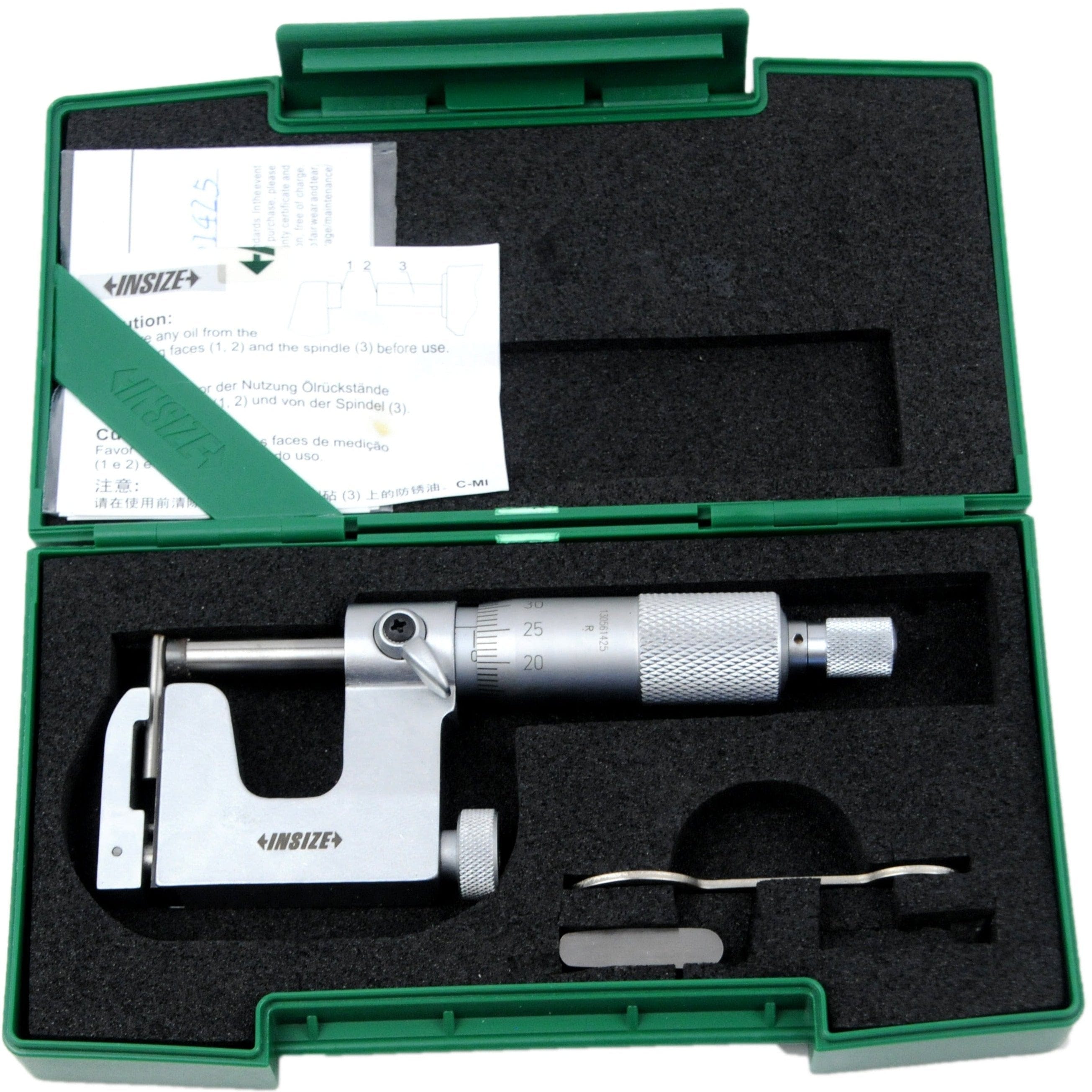 INSIZE Micrometer Insize Interchangeable Anvil Micrometer 0-25mm Range Series 3262-25A