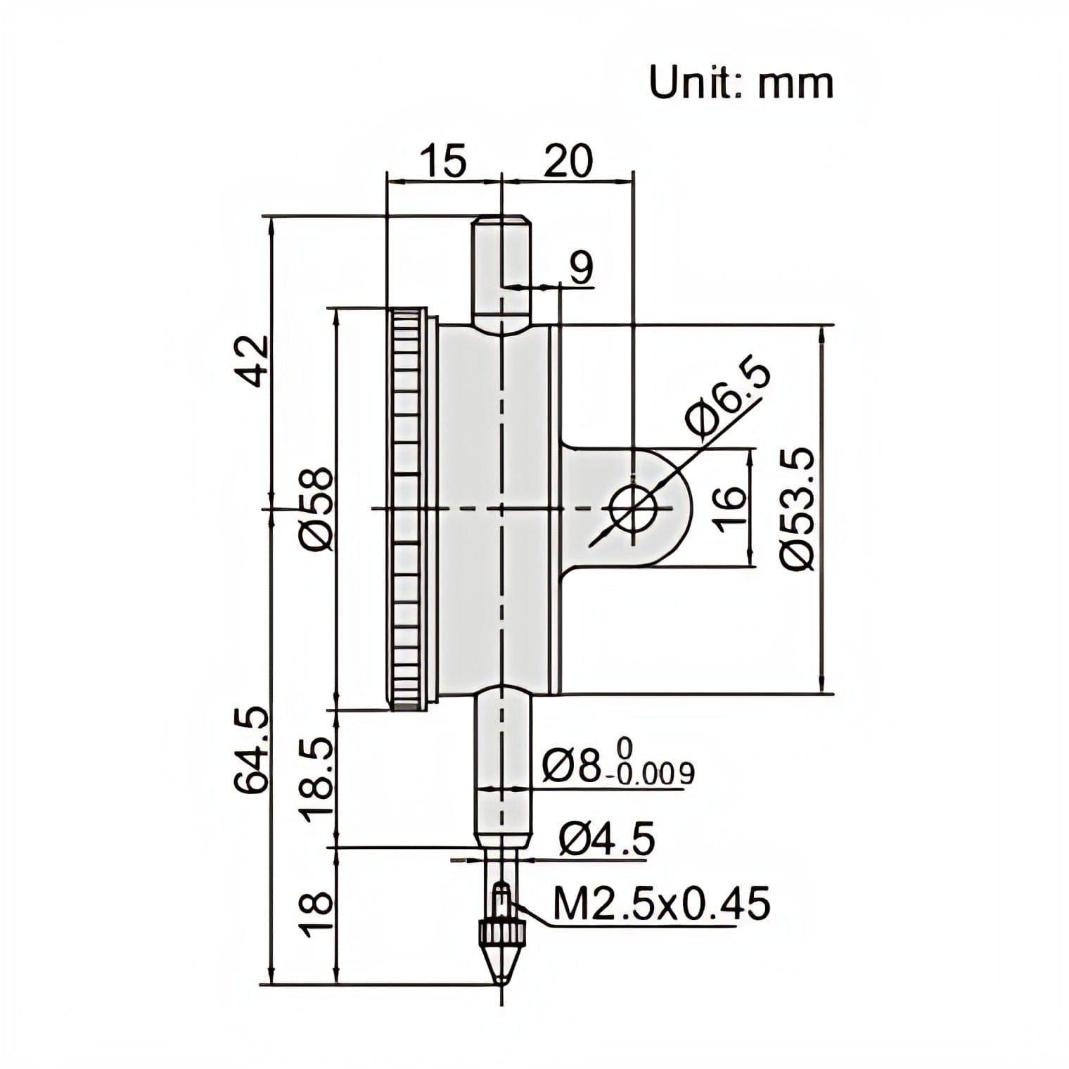 Insize One Revolution Dial Indicator 1mm Range Series 2316-1 - Twin Eagle Imports