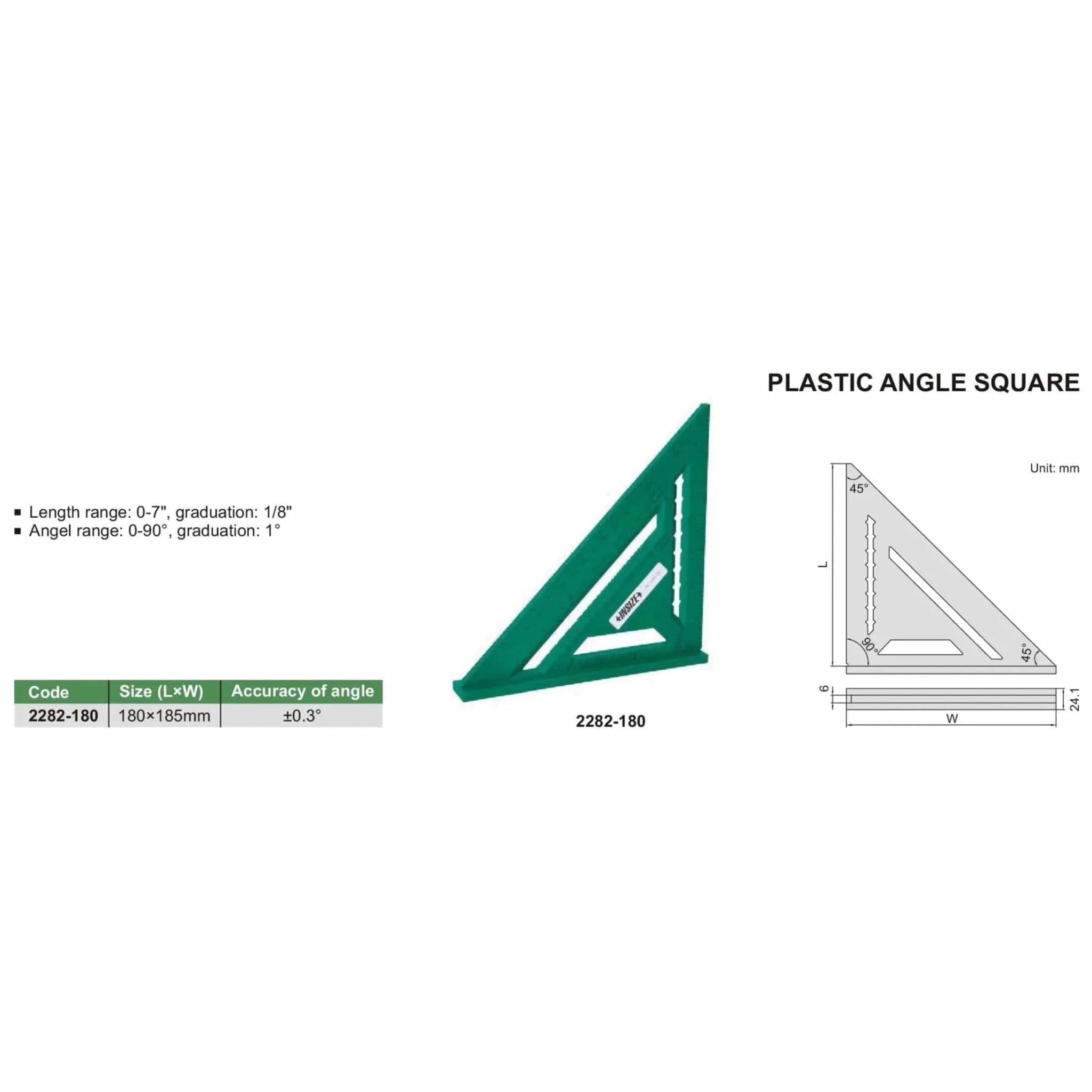 Insize Plastic Angle Square 0-90° Range Series 2282-180 - Twin Eagle Imports