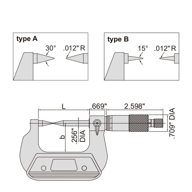 Insize Point Micrometer 0-1" Range Series 3230-1 - Twin Eagle Imports