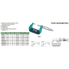 Insize Point Micrometer 1-2" Range Series 3230-2 - Twin Eagle Imports