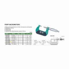 Insize Point Micrometer 25-50mm Range Series 3230-50BA - Twin Eagle Imports