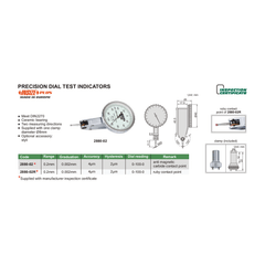 Insize Precision Dial Indicator 0.2mm Range Series 2880-02R - Twin Eagle Imports