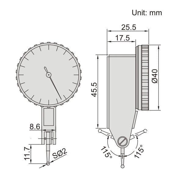 Insize Precision Dial Indicator 0.2mm Range Series 2897-02 - Twin Eagle Imports