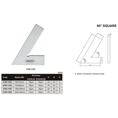Insize Range 60° Square 120 X 80mm Series 4760-1120 - Twin Eagle Imports