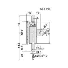 Insize Reverse Reading Dial Indicator 0-10mm x 0.01mm Range Series 2801-10 - Twin Eagle Imports