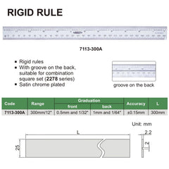 Insize Rigid Rule 300mm/12" Range Series 7113-300A - Twin Eagle Imports