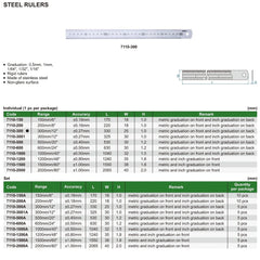 Insize Stainless Steel Ruler 300mm/12" Range Series 7110-300 - Twin Eagle Imports