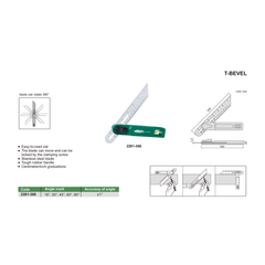 Insize T-Bevel 203 mm Blade Series 2281-360 - Twin Eagle Imports