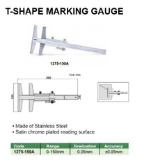 Insize T-Shape Marking Gauge 0-150mm Range Series 1275-150A - Twin Eagle Imports