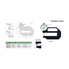 Insize Thickness Gauge 0-20mm x 0.01mm Range Series 2365-20 - Twin Eagle Imports
