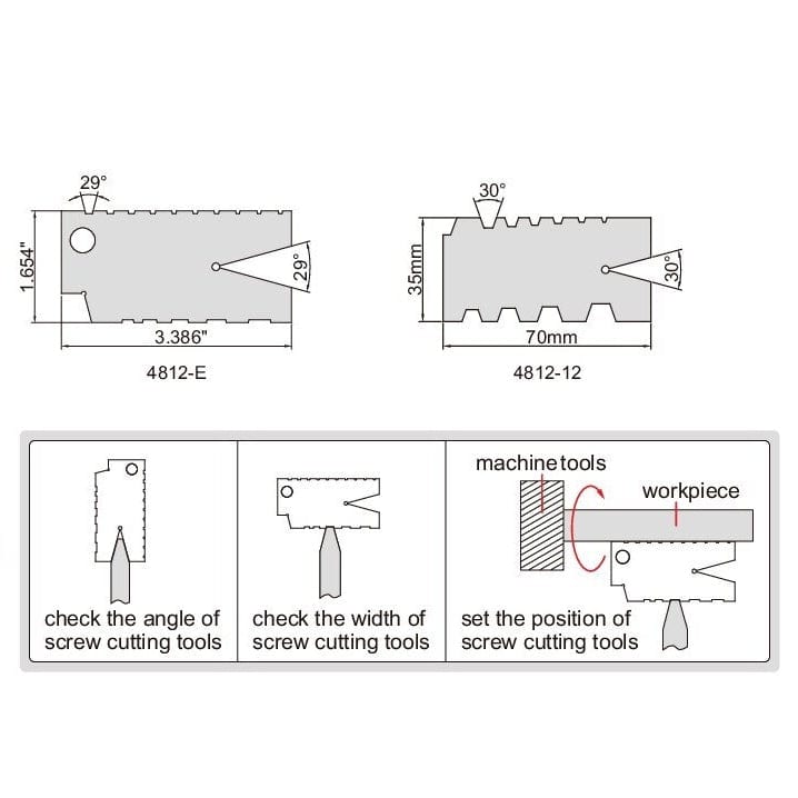 Insize Thread Angle Gauge 2-12mm Range Series 4812-12 - Twin Eagle Imports