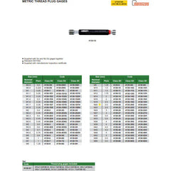 Insize Thread GO NOGO Plug Gauge M20x2.5mm Series 4130-20 - Twin Eagle Imports