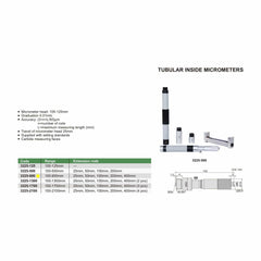 Insize Tubular Inside Micrometer 100-900mm Range Series 3225-900 - Twin Eagle Imports