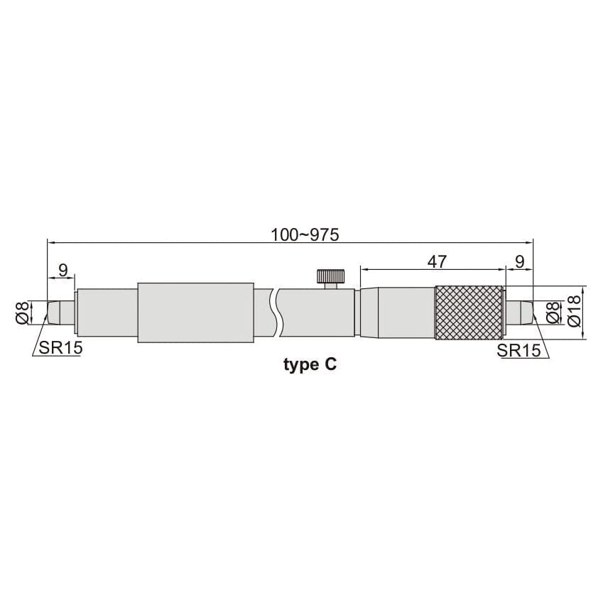 Insize Tubular Inside Micrometer 225-250mm Range Series 3229-250 - Twin Eagle Imports