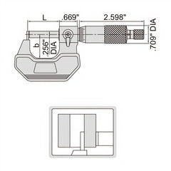 Insize Type C Cylindrical Anvil Micrometer 0-1" Range Series 3261-1C - Twin Eagle Imports