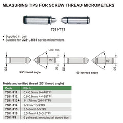 Insize Unified/Metric 60° Measuring Tip 1-1.75mm Range Series 7381-T13 - Twin Eagle Imports