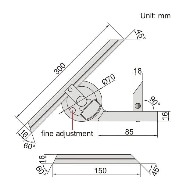 Insize Universal Protractor 0-360° Range Series 2372-360 - Twin Eagle Imports