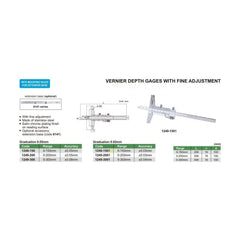 Insize Vernier Depth Gauge 0-150mm Range Series 1249-1501 - Twin Eagle Imports