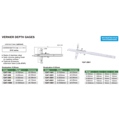 Insize Vernier Depth Gauge 0-300mm Range Series 1247-300 - Twin Eagle Imports