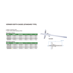 Insize Vernier Depth Gauge 0-500mm Range Series 1240-5001 - Twin Eagle Imports