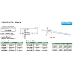 Insize Vernier Depth Gauge 0-600mm Range Series 1247-600 - Twin Eagle Imports