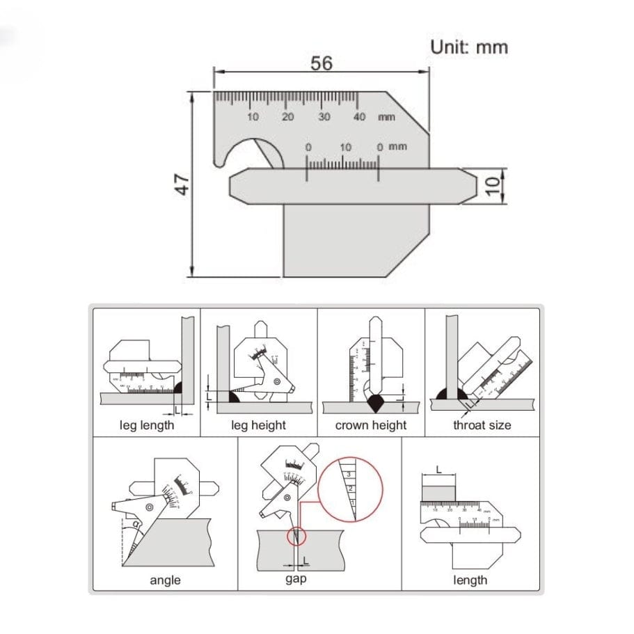 Insize Welding Gauge 0-10mm Range Series 6832-1 - Twin Eagle Imports
