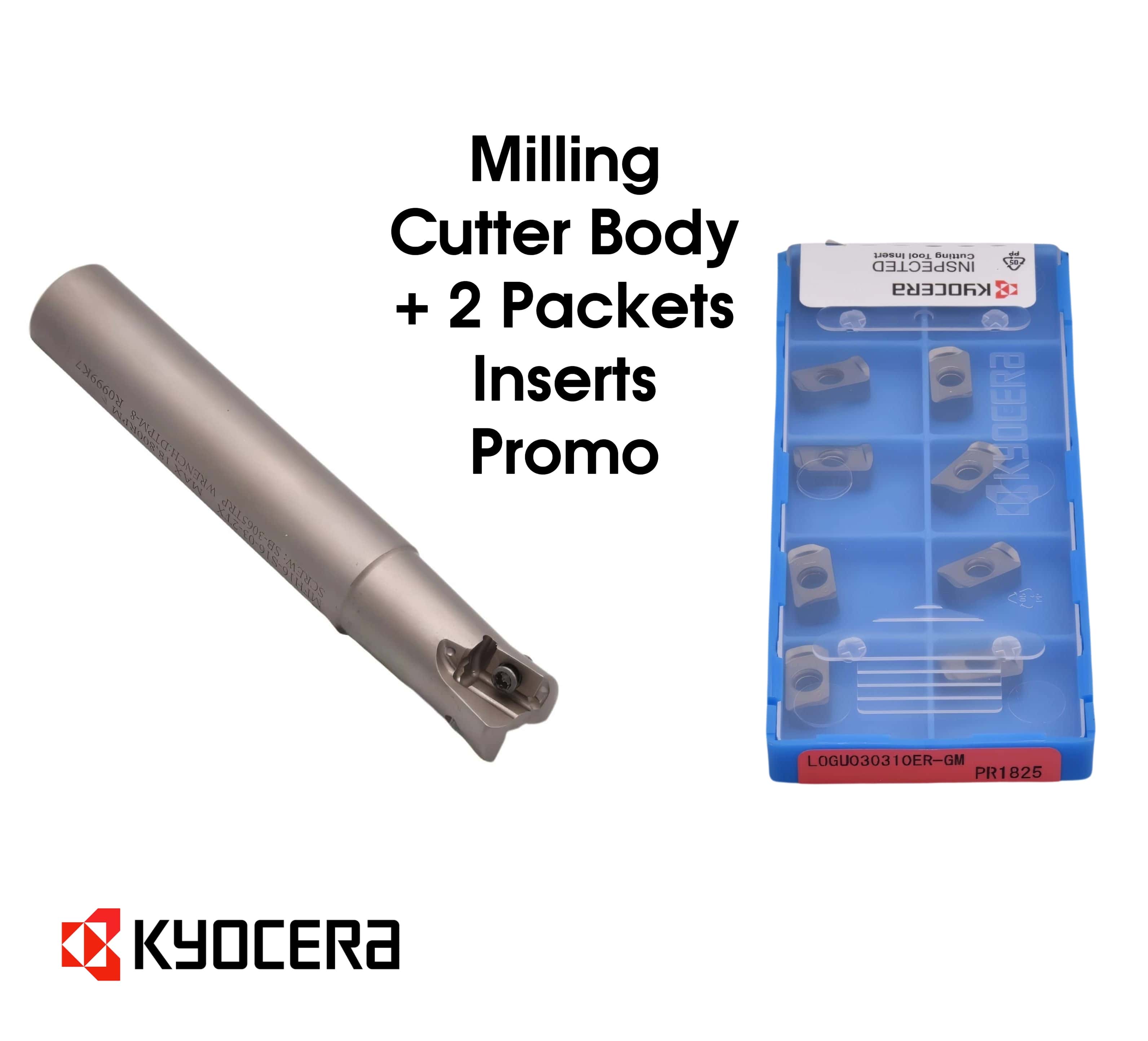 Kyocera INSERTS Kyocera MFH Mini Series - MFH16-S16-03-2TX Indexable Endmill - with 20x pcs LOGU030310ER-GM PR1825 Inserts